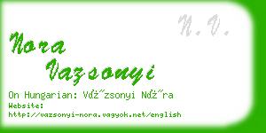 nora vazsonyi business card